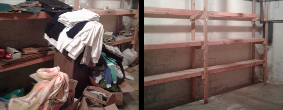 before and after image of basement